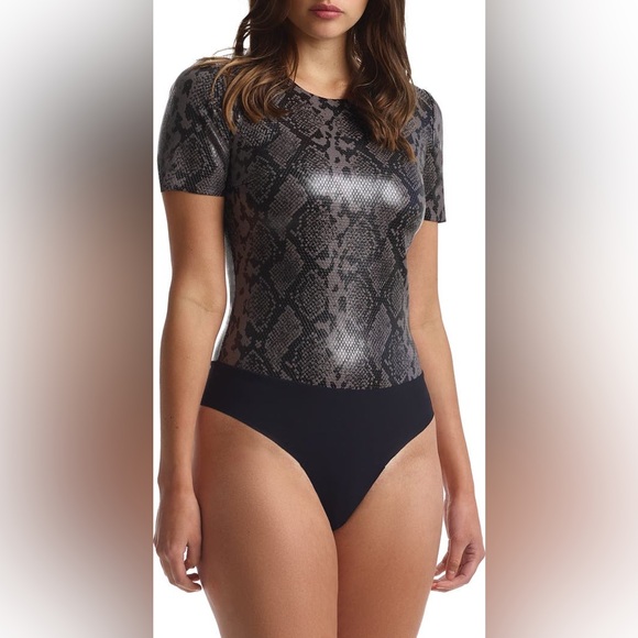 Commando Tops - Commando Snake Print Faux Leather Tee Bodysuit